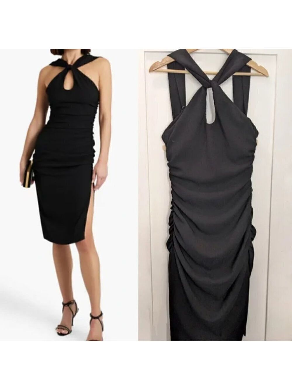 Black Halo | Landry Ruched Cut Out Dress